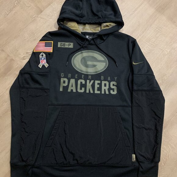 Nike NFL Green Bay Packers Salute to Service Hoodie Mens Medium Black Sweatshirt - Picture 1 of 7
